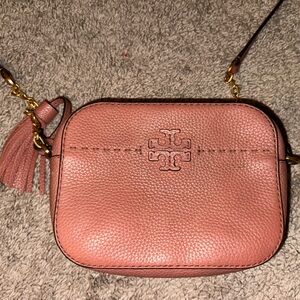 Tory Burch Camera McGraw Pink Leather Cross Body  Bag